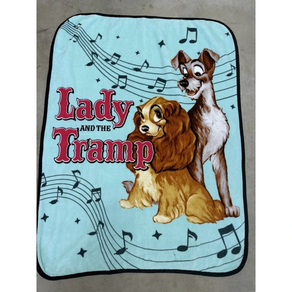 Disney's Lady & the Tramp blue character print fleece throw blanket 55x45